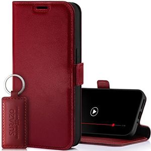 SURAZO Premium slim magnetische telefoonhoes voor Samsung Galaxy S24 Plus, leren klaphoesje, echt lederen beschermhoes [met kaartenvak, RFID-bescherming] flip klaphoes, wallet case cover, leren hoes,