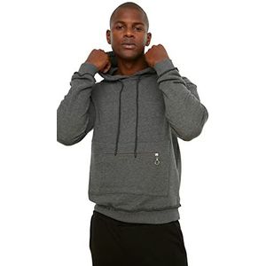 Trendyol Heren Antraciet Regular Fit Hooded Sweatshirt, S