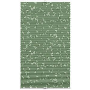 GARDINIA Plisségordijn met klemsteunen, ondoorzichtig rolgordijn, alle montageonderdelen inbegrepen, plisségordijn met 2 geleiders, Japandi Ginkgo Jade Green, groen, 80 x 130 cm