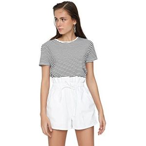 Trendyol Dames Hoge Taille Korte Been Relaxed Shorts, Wit, 64