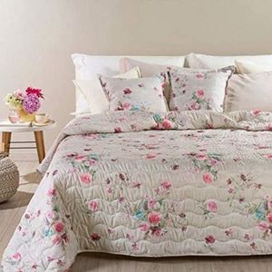 Caleffi 1002594 Flora-sprei voor eenpersoonsbed, roze