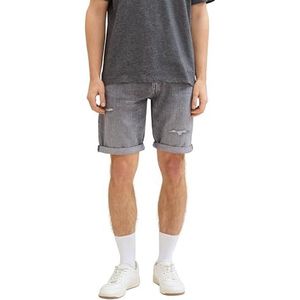 TOM TAILOR Denim Heren Regular Fit Destroyed Jeans Bermuda Shorts, 10222 - Destroyed Light Stone Grey Den, XL