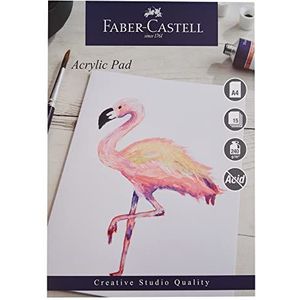 Faber-Castell Creative Studio Acrylverfpad, A4, zuurvrij gegomd papier, 240 g/m², 15 vellen voor acrylverf, kunst, ambacht, thuis en op school