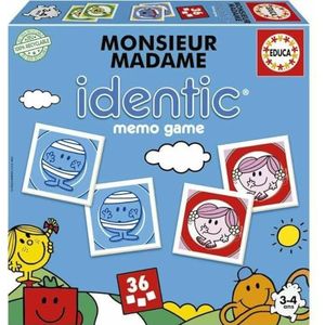 Educa - Educatief spel voor baby's vanaf 3 jaar: Mr Madame, gezichtsscherpte en geheugenspel met 36 kaarten voor het vormen van paren (19626)