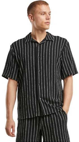 Urban Classics Overhemd voor heren, gestreept, gestreept zomerhemd, maten S - 5XL, zwart/gebroken wit, S