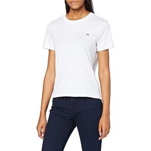 Tommy Jeans Dames Tjw Regular Jersey C hals T-shirt, Kleur: wit, XXS