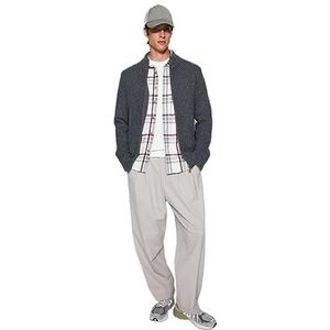 Trendyol Heren gestructureerde lange mouwen slanke gebreide cardigan sweater, dark grey, XL