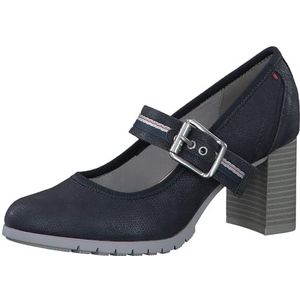 s.Oliver Damespumps met riem met blokhak met structuurpatroon, Donkerblauw, 40 EU