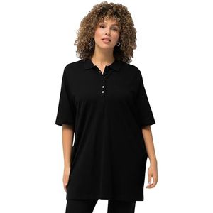 Ulla Popken Basic poloshirt voor dames, zwart, 46-48