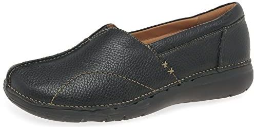 Clarks Dames Un Loop Stride Loafer, Black Leather, 37,5 EU, zwart leder, 37.5 EU