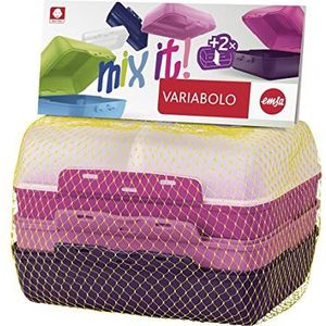Emsa 517052 Variabolo 4-delige set voedselbewaardozen voor meisjes, 16 x 11 x 7 cm, aan beide zijden te openen, stapelbaar in elkaar om ruimte te besparen, roze