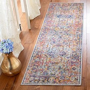 Safavieh Elegant tapijt, CRS504, geweven polypropyleen lopers, lichtblauw/oranje, 62 x 240 cm
