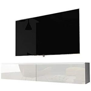 Selsey Kane – tv-lowboard tv-kast hangend/staand 140 cm (wit mat/wit hoogglans met LED)