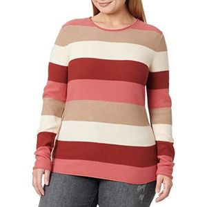 TOM TAILOR Dames Basic gebreide trui 1033701, 28150 - Pink Block Stripe, XXS