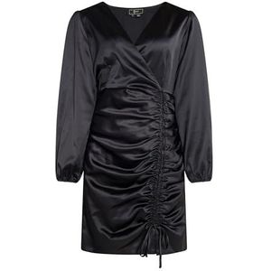 UDIPI Dames mini-jurk van satijnen jurk, zwart, XS