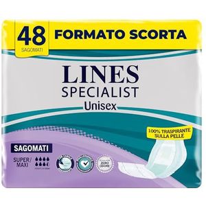 Lines Specialistisch gevormde incontinentiepads voor dames en heren, verpakking van 4 x 12 stuks