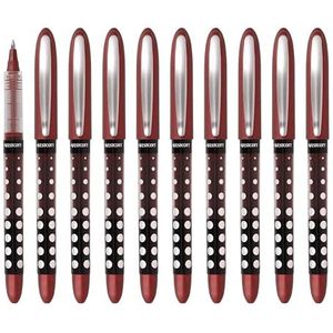 Westcott Balpen, E-730631 00, rood, 10 stuks, voordeelverpakking met 10 stuks, correctiepen, rollerball pen, rode inkt, nauwkeurige 0,5 mm lijndikte, transp. vulniveau-indicator, capillaire