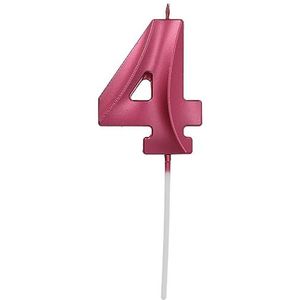 Folat 24244 taartkaars glamour cijfer/cijfer 4 roze metallic verjaardagskaarsen voor verjaardag, verjaardagsdecoratie, voor kinderfeesten, bruiloften, bedrijfsfeesten, jubilea, 7 cm