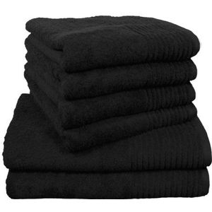 Dyckhoff 0410996115 handdoekenset ""Brillant"", 2 badhanddoeken/badhanddoeken 70 x 140 cm en 4 handdoeken 50 x 100 cm, 6-delig, zwart