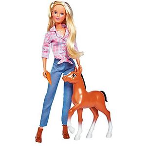 Simba 105733517 - Steffi Love Little Horse, pop met schattig veulen en grappige functie, incl. accessoires, 29 cm speelpop, pony, vanaf 3 jaar