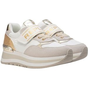 Replay Mennet JR 1 Sneakers voor jongens en meisjes, 3352 Bone LT Gold, 34 EU, 3352 Bone Lt Gold, 34 EU