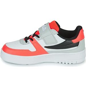 FILA FXVENTUNO Velcro Kids Sneakers, Gray Violet-Fiery Coral, 34 EU