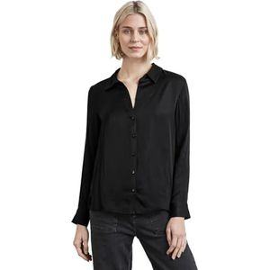 STREET ONE Party_satijnen shirtkraag blouse, zwart, 38