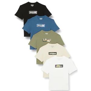 Jack & Jones Jcoaop Print Tee Ss Crew Neck 5Pk Mp, groen, L