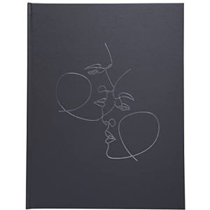 EXACOMPTA - Ref. 47688E -1 gastenboek Classic Art – verticaal formaat 27 x 22 cm – van kunstleer met glanzende markering – zilveren rand – 100 witte pagina's eenkleurig – Kleur: mat zwart