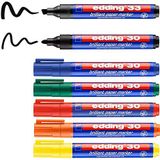 edding kleurrijke flipchartset - markers voor flip-over - set van 7 - inkt drukt niet door papier heen - voor visualisatie met flipchart, sketchnoting - flip-overstiften