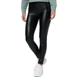 Nur Die Relax & Go Leggings in lederlook, kunstleer, hoge taille, treggings met zachte binnenkant en tailleband voor dames, zwart, S