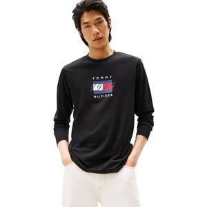 Tommy Hilfiger - LINEAR FLAG GRAPHIC - Shirt - Zwart - Lange Mouwen