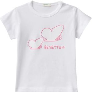 United Colors of Benetton Uniseks T-shirt voor kinderen, Wit, 68 cm