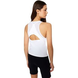 TRENDYOL Dames Vrouwen Regular Fit Basic Halter Neck Knit Singlet Hemd, Wit, M, wit, M
