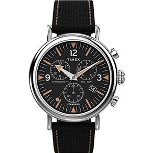 Timex Heren Chronograaf Horloge met Stoffen Band Standaard Chrono, Zwart, TW2V43700-AMZUK