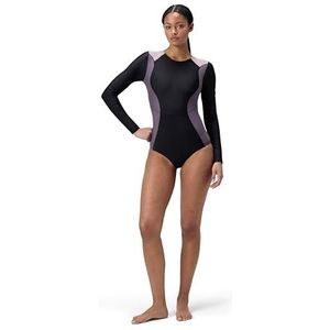 Speedo Dames Colorblock Longsleeve Back One Piece Badpak, antraciet, XXS