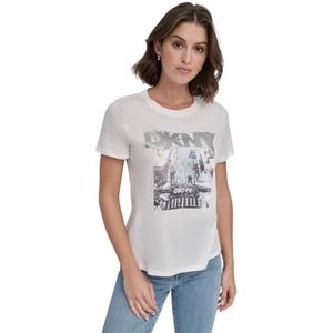 DKNY, Dames T-shirt, New York Snow P, Ivoor, L, ivoor, L