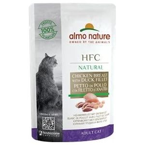 Almo Nature HFC Raw Pack nat kattenvoer zakje - kipfilet & eendenfilet (Pack van 24 x55g)