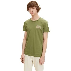 TOM TAILOR Denim Uomini T-shirt met print 1031131, 11209 - Felt Green, M
