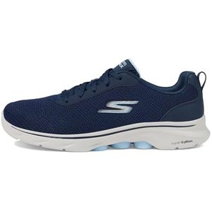 Skechers Dames GO Walk 7 Clear Path, Navy Textiel/Lichtblauwe trim, 9 UK, Navy Textiel Lichtblauwe Trim, 42 EU