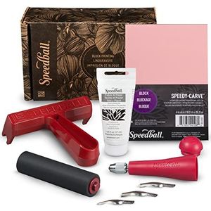 Speedball Starter Block Printing Fabric Kit, inclusief alle gereedschappen om te beginnen met het afdrukken van blokken Lino snijden, Super Kit