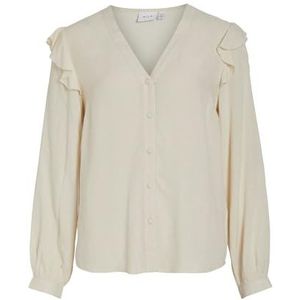 VILA - Blouse - Beige - Klassieke Blouse - Lange Mouw