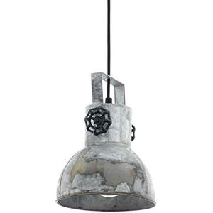 EGLO Hanglamp Barnstaple, 1 vlam vintage hanglamp in industrieel design, retro hanglamp van staal in zink used-look, kleur: bruin-patina, zwart, fitting: E27