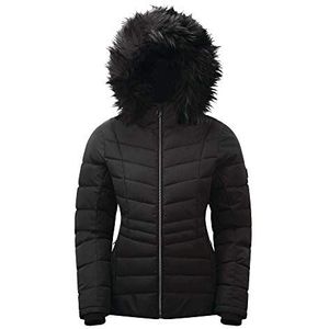 Dare 2b Glamorize II ski-jas, isolerend, waterdicht en ademend, met afneembare capuchon en sneeuwvanger, waterdichte jassen voor dames, zwart, FR: 2XL (maat fabrikant: 18)