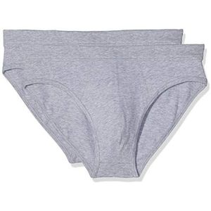 LVB Stretch Cotton Bi-Pack Slip (verpakking van 2 stuks) voor heren, Grijs Melange, S