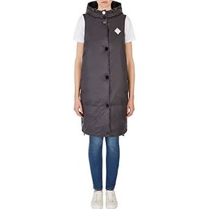 Armani Exchange Duurzame damesjas, mouwloos, hoodie, geïsoleerde jas met logo aan de zijkant, zwart, L