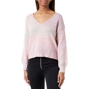 myMo Dames Sookie, modieuze polyester zwart maat XS/S pullover sweater, roze/geel., XS
