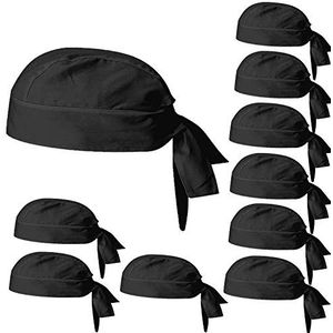 Misemiya Chef Bandana 926, zwart, pak van 10 stuks, uniseks, volwassenen