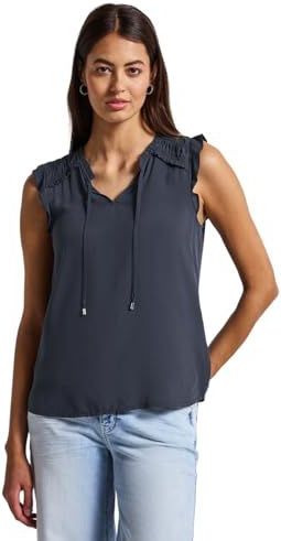 Street One - Blousetop - Blauw - Met Ruches