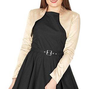 BlackButterfly Formeel Satijn Lang Mouw Bolero Shrug (Champagne, 5XL)